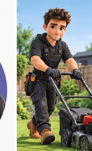Handyman cartoon outdoors
